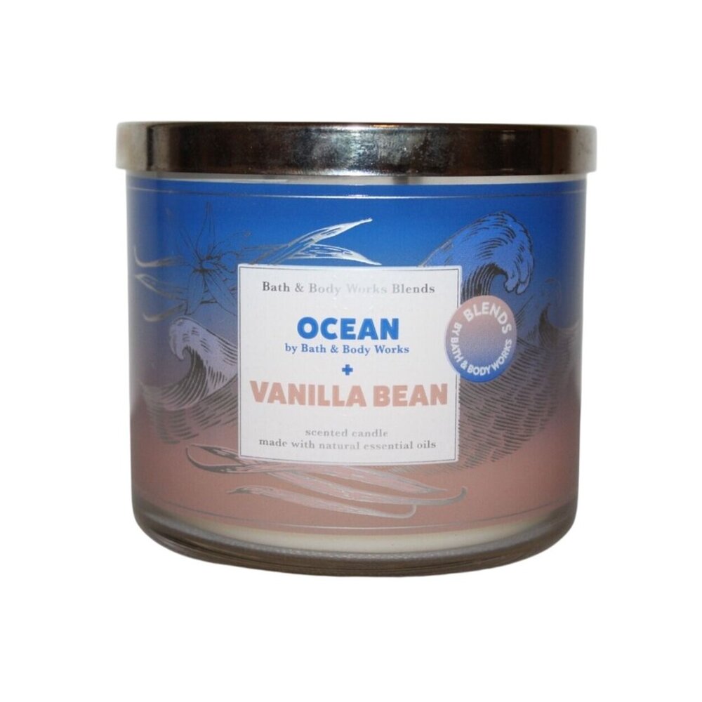 Bath and Body Works Ocean + Vanilla Bean Scented 3-Wick Candle (14.5 oz / 411 g)